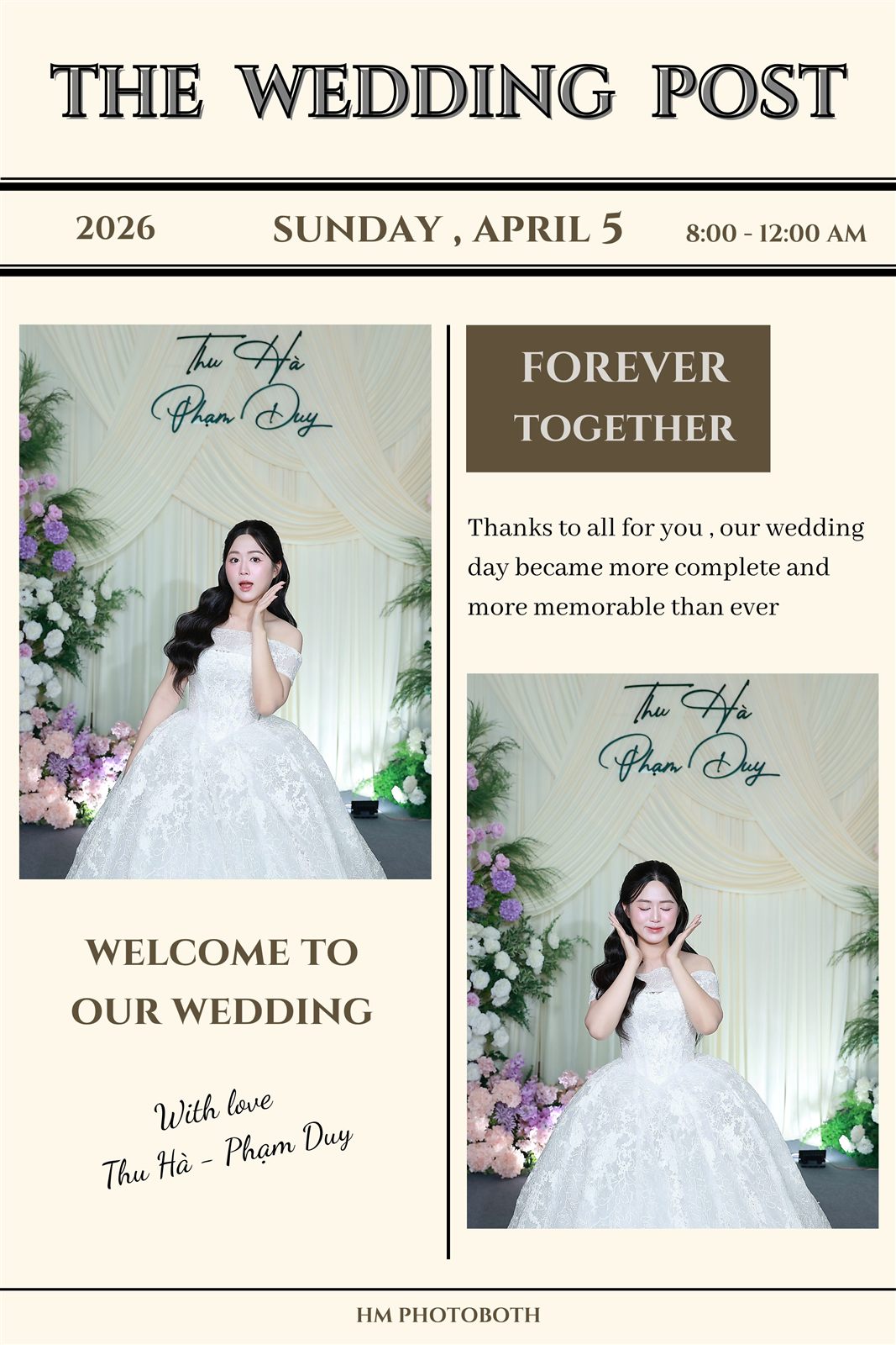 Ảnh in lấy ngay tại tiệc cưới của HM Photobooth