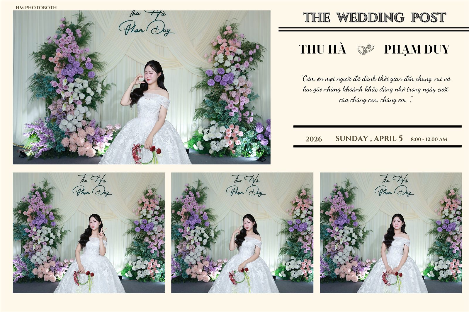 Layout in The Wedding Post gồm nhiều ảnh cô dâu